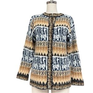 The Alpaca Connection Alpaca Wool Knit Cardigan Jacket Fair Isle Size Medium